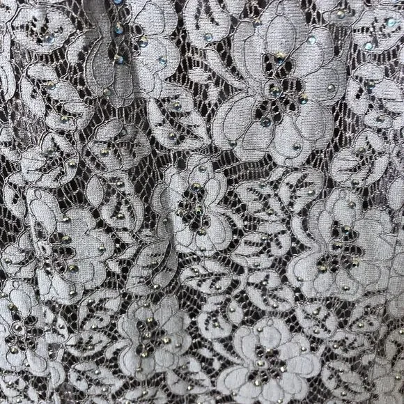 Abby Paris NWT Navy Stretch Lace Sparkle Lucci Sleeveless Formal Prom Gown 14 - Picture 8 of 16